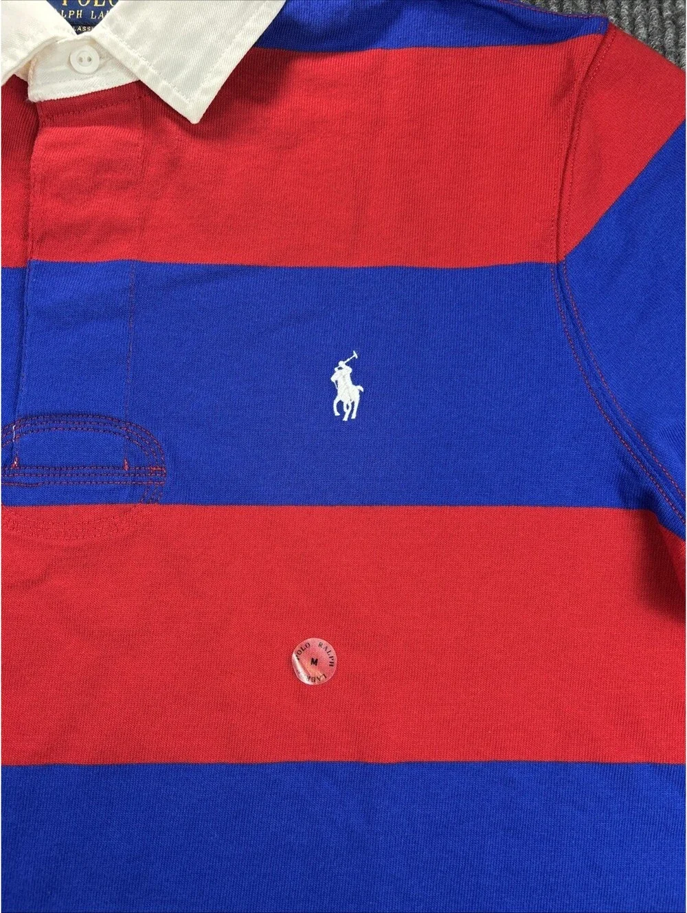 Polo Ralph Lauren Men Rugby Shirt Long Sleeve Striped Size M